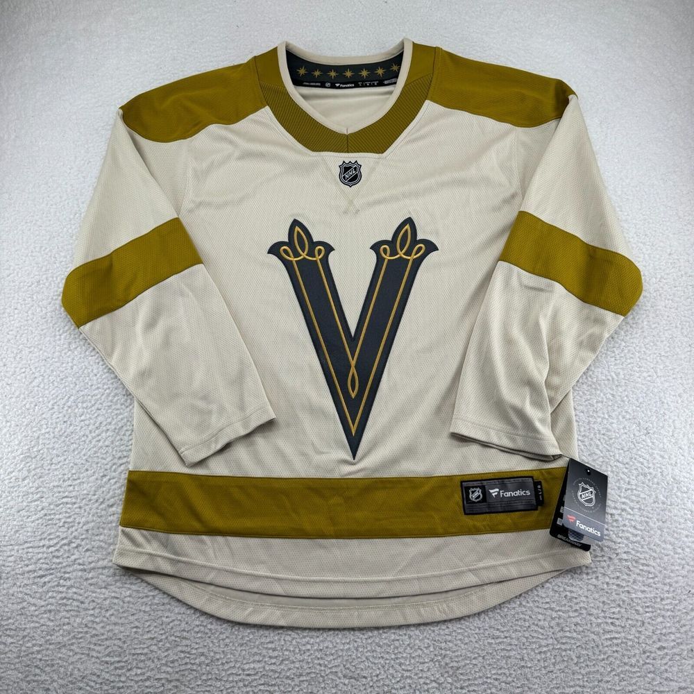 Fanatics Cream and Gold Hockey Jersey- worn 2 times